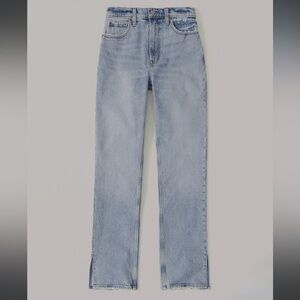 ABERCROMBIE- The 90s high rise straight jeans with side slit